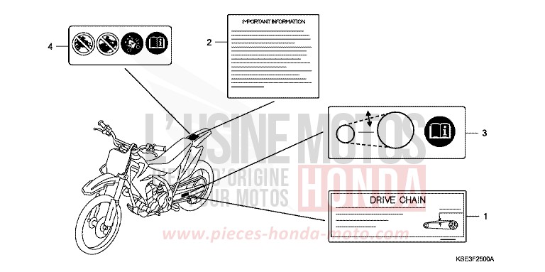 CAUTION LABEL for CRF150R "Big wheels" EXTREME RED (R292) from 2012